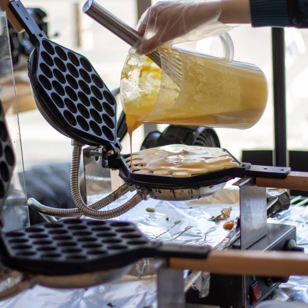 Bubble Waffles being poured